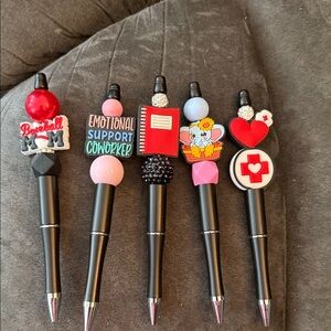 Decorative Black Pens with Assorted Charms